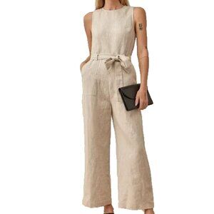 Reformation Naomi Linen Jumpsuit Size 0 Oatmeal